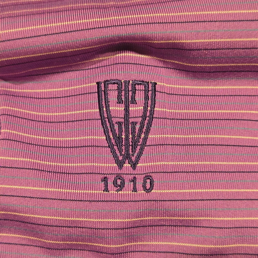 Donald Ross Polo Shirt Mens Large Purple Striped Golf Short Sleeve Logo 1910 - Picture 8 of 8